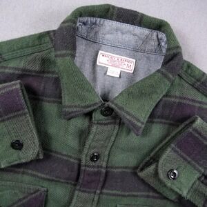 Wallace Barnes Plaid Flannel Shirt Men's M Green Black Button Up Workwear
